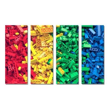 Imagem de Placa Decorativa Lego Painel MDF Colorido Kit 4 Placas 20x60 - Quartin