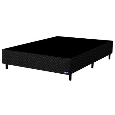 Imagem de Base Para Cama Box Casal 138cm Poliéster Bordado Perola Negra Preto - 