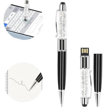 Imagem de Pen drive de 64 GB, pen drive USB personalizado com caneta stylus de tela sensível ao toque, pen drive à prova d'água de metal com caneta esferográfica, velocidades de leitura de até 20 MB/s