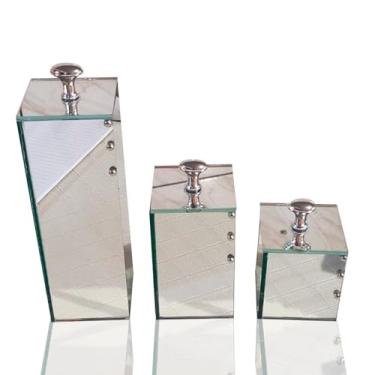 Imagem de Kit Lavabo Vidro Trio Organizador Banheiro Luxo Vidro (Espelho prata)