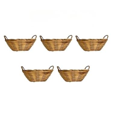 Imagem de Kit 5 Galetos Pãozeira De Bambu Com Alça Cesta Artesanal Para Café Da Manhã