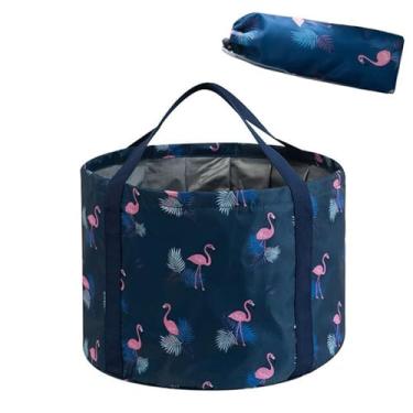 Imagem de ABSOK Balde Dobrável Multifuncional para Pés de Imersão, Azul Escuro, 25L, 35cm de Diâmetro, 26cm de Altura, Plástico, Redondo