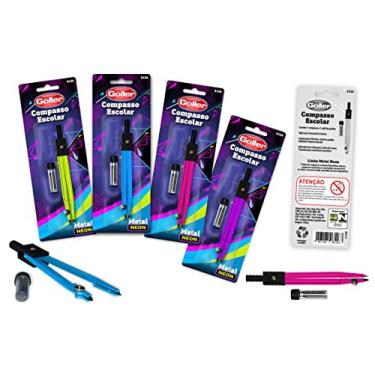 Imagem de Compasso escolar metal neon blister com 1 pç