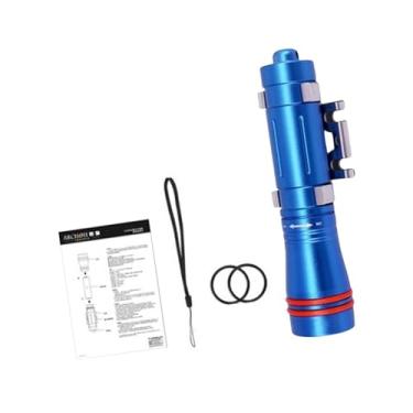 Imagem de Deevoka Lanterna de mergulho subaquática Luz de flash handheld com cordão de líder de camping tocha luz de mergulho para mochila snorkeling, Azul