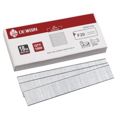 Imagem de DEWBIN Pregos Brad de calibre 18, 1000 unidades de 3/10.2 cm 18 GA, pregos galvanizados para pistola de pregos, pregos de acabamento para pistola de pregos pneumática, elétrica