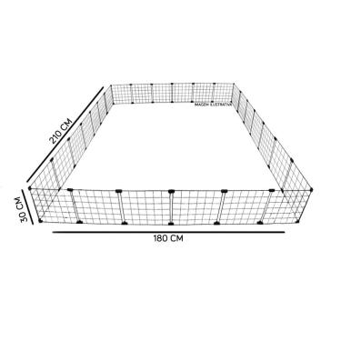 Imagem de Cercado Gaiola Pequenos Cachorro Coelho 180x210x30cm Preto