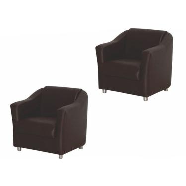 Imagem de Kit 02 Poltronas Decorativa Para Sala e Escritório Tilla Napa Marrom - ds Estofados