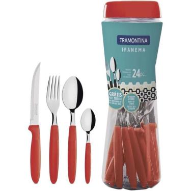 Imagem de Faqueiro Aço Inox Tramontina 23399/791 Ipanema 24 Peças Vermelho