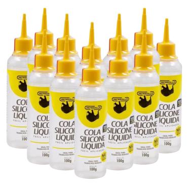 Imagem de Kit 12 Colas Silicone Líquida 100g Rendicolla Colagem e Aplicação Rápida Fixador Artesanato Cola Fria