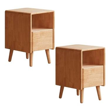 Imagem de Mesa de cabeceira moderna minimalista de madeira grande com gaveta, móveis de cabeceira para quarto, gaveta, prateleira, móveis de cabeceira