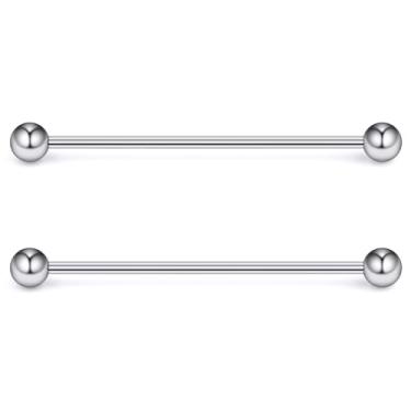 Imagem de Gnznzko 14G 16G Astm F136 Anéis de língua de mamilo de titânio reto industrial barra G23 grau implante sólido titânio mamilo língua cartilagem barras piercing joias para mulheres homens 12 mm - 40 mm,