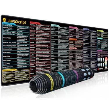 Imagem de exco Tapete de rato vip Shortcuts para Javascript -89 x 30 x 0,2 cm, folha de referência grande, para PC, escritório, planilha, teclado, tapete de rato, borda costurada antiderrapante 0486