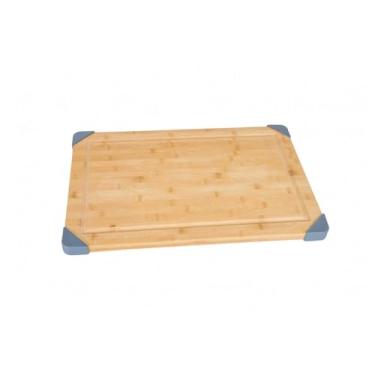 Imagem de Lipper International Tábua de corte de madeira de bambu com cantos de silicone removíveis e suco embutido para picar carne, frutas ou legumes, 45,7 x 30,5 x 2,5 cm, cantos cinza