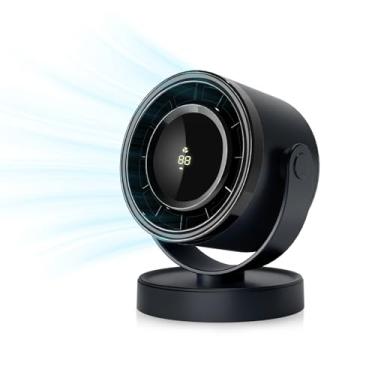 Imagem de R ROMANJOY Ventilador De Mesa Sem Fio 4 Velocidades Para Escritório, Ventiladores Pequenos E Silenciosos Quarto, Parede Com Inclinação 320° Cozinha/Banheiro, Recarregável Visor Digital Camping/Pique