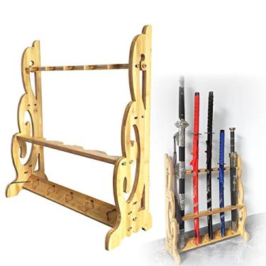 Imagem de Suporte de espada suporte vertical para katana, prateleiras de exibição de armas de pé, prateleira de exibição de espadas samurais de 1 a 9 níveis, cabide de espadas Wakizashi tanto, suporte de ex