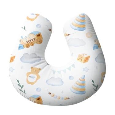 Imagem de Almofada de Amamentação Ergonômica para Bebê e Mamãe Antialérgica | Suporte para Amamentar com Conforto – Brinquedos aquarela Menino