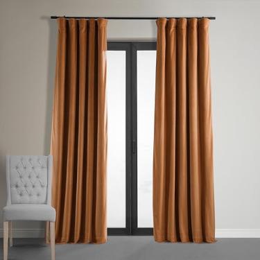 Imagem de HPD Half Price Drapes Cortina de veludo blackout assinatura VPCH-180408-108 (1 painel), 127 x 278 cm, abóbora queimada