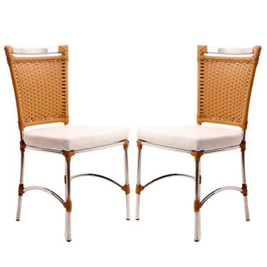 Imagem de 2 Cadeiras De Jantar Jk Em Alumínio E Fibra Sintética