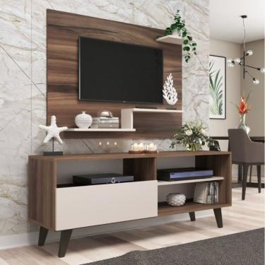 Imagem de Rack Detroit Com Painel Denver Para Tv Até 42 Polegadas Retrô Espresso Móveis Nogueira/carvalho/off White