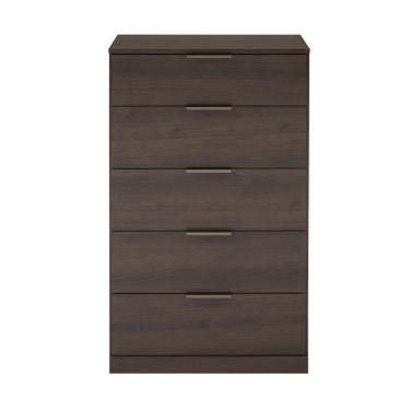 Imagem de Cômoda Versatti Com 5 Gavetas Bartira Café Com Bronze