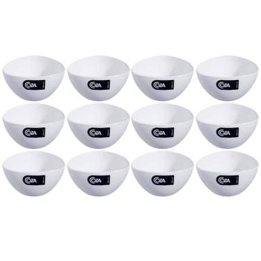 Imagem de 12 Cremeiras 250ml Cumbuca Plástica Branca Petiscos Potes Triangulares Coza