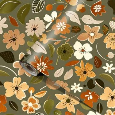 Imagem de HOMETITUTE Papel de parede floral descasque e cole papel de parede boho multicolorido flor contato papel autoadesivo removível balcão de parede para armários de bancada decoração de parede 39,9 cm x