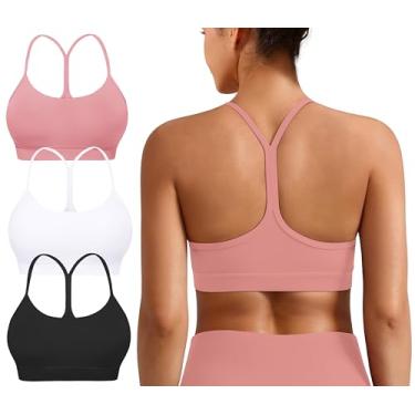 Imagem de Sutiã esportivo acolchoado com costas em Y para mulheres – costas nadador com alças finas de baixo impacto para ioga e treino, Cor 3, M