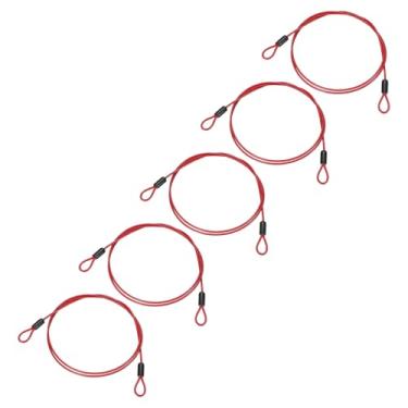 Imagem de PATIKIL Cabo de aço inoxidável revestido de vinil de 1/20.3 cm de diâmetro com laços, 5 peças de corda de fio flexível de 1,2 m (119,4 cm) Cadeado de corrente de segurança para iluminação de palco ao