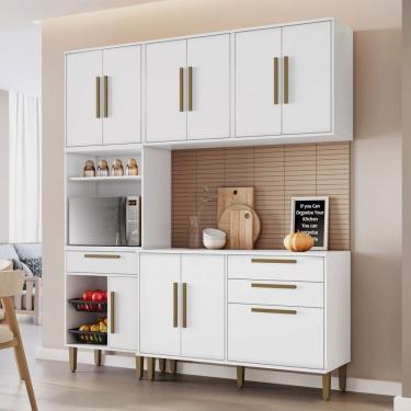 Imagem de Cozinha Compacta Lorena 10 Portas 2 Gavetas com Fruteira Branco - Kaiki Móveis