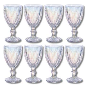 Imagem de 8 Taça Diamante Furta-Cor 340ML Suco Água Elegante Buffet - PRATICASA,