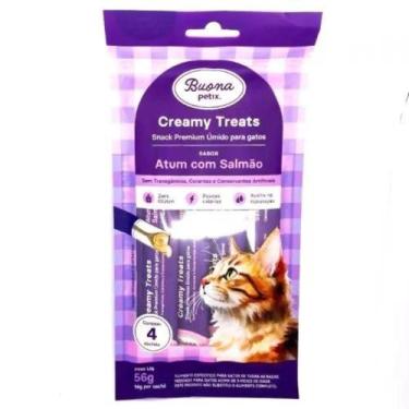 Imagem de Snack Buona Petix Creamy Sabor Atum e Salmão para Gatos 56g