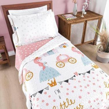 Imagem de Colcha Solteiro Bouti Kids Dupla Face Estampado 2 Peças Little Princes