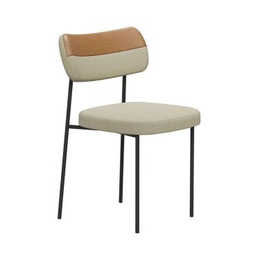 Imagem de Cadeira Estofada Mila Para Sala Jantar Gourmet em Aço-Curíssimo-Linho-EdeCasaMoveis