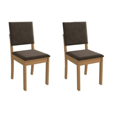 Imagem de Cadeira Sala de Jantar Luna 2CAD160 Madeirado Kit 2 Un Canela/Suede Capuccino - Kappesberg