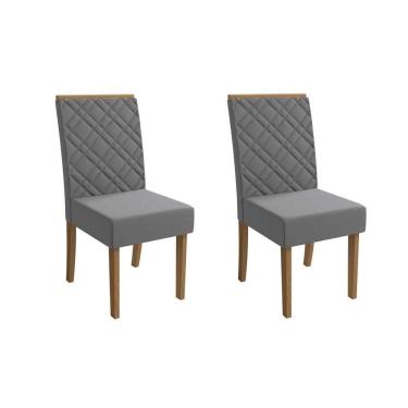 Imagem de Cadeira Sala de Jantar Gardênia 2CAD149 Madeirado Kit 2 Un Canela/Suede Cinza - Kappesberg