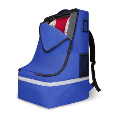 Imagem de LARIPOP Bolsa de viagem para assento de carro para avião, bolsa de viagem para assento infantil com alça de ombro, mochila acolchoada para assentos de carro com listras refletivas, bolsa grande para