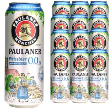 Imagem de Paulaner Weissbier, Cerveja Alemã Zero Álcool, Kit com 12 Latas de 500ml