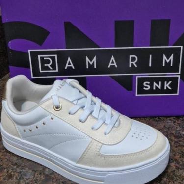Imagem de Tênis Feminino Ramarim Plataforma Casual 24-93203, Branco, Ouro, 35