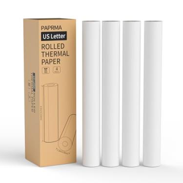 Imagem de PAPRMA Papel térmico de 21,6 x 28 cm, 4 rolos de secagem rápida, tamanho carta dos EUA, papel para impressora térmica branco, 100 folhas, compatível com impressora portátil Gloryang & JADENS PD-A4