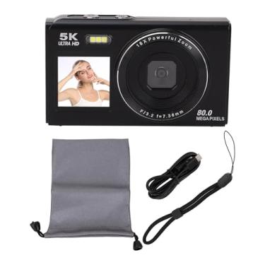 Imagem de Cryfokt Câmera Digital 5K para Fotografia, 80mp 18x Zoom Câmeras Portáteis Compact Com Tela Dupla de 2,8in 1,5in, Construída Em Fusos Flash Automático, para Fotografia (64 GB)