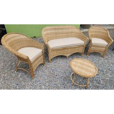 Imagem de Jogo Conjunto Poltronas e Sofá Fibra Sintética Sala Deck - Varanda Fib