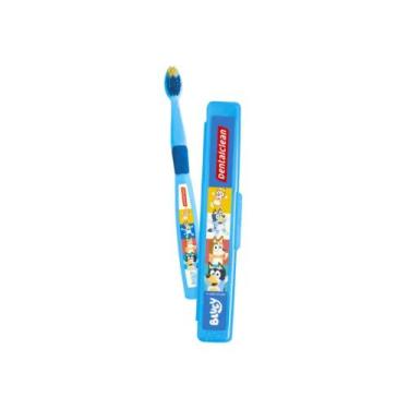 Imagem de Escova de Dente Infantil Escolar c/ Estojo Bluey - Dentalclean, Azul