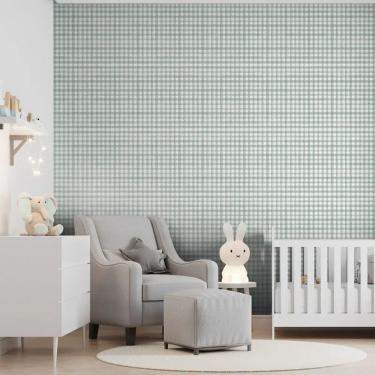 Imagem de Papel de Parede Revoada Xadrez Picnic Pincelada Menta 4436
