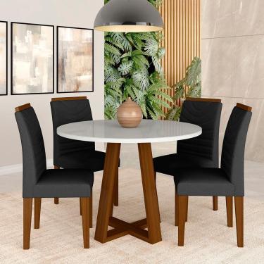 Imagem de Mesa C/vidro Redonda 4 Cadeiras Manchester Cin/off/pret - M. Arapongas