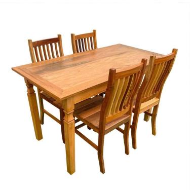 Imagem de Mesa Em Madeira De Demolição 1,40x 0,70 Com 4 Cadeiras Anatômica Sudeste Rustico