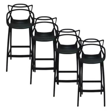 Imagem de Kit 4 Banqueta Allegra Alta Master Preta UMIX401