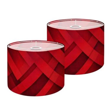 Imagem de Conjunto de abajures de substituição vintage de tecido de substituição vintage para candeeiros de mesa, luminárias de piso, vermelho, preto, abstrato, quadrados, diamantes, retangular, triangular