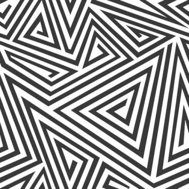 Imagem de Papel De Parede Adesivo Preto E Branco Triângulos Espiral Linhas 12m