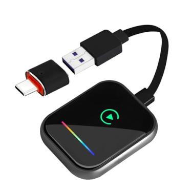 Imagem de Mievlyo Adaptador Carplay sem fio 2 em 1 para iPhone e Android, converte o CarPlay com fio para sem fio, conexão rápida e estável, Plug and Play, adaptador automotivo Android sem fio