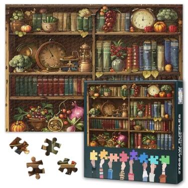 Imagem de Bookshelf Jigsaw Puzzles for Adults Bookcase Puzzles for Family Game Difficult Challenge 1000 Pieces Jigsaw Puzzle Bookshelf Full of Fruits Vegetables for House Wall Decor Puzzle Art 27.5"X19.7"
